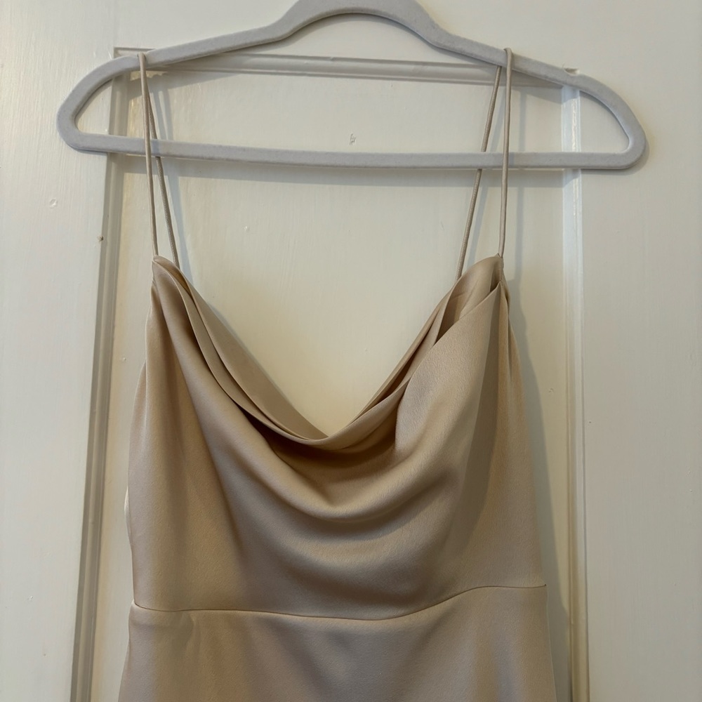Fame and Partners Strappy Draped Gown in Champagne size 8 - Picture 6 of 9